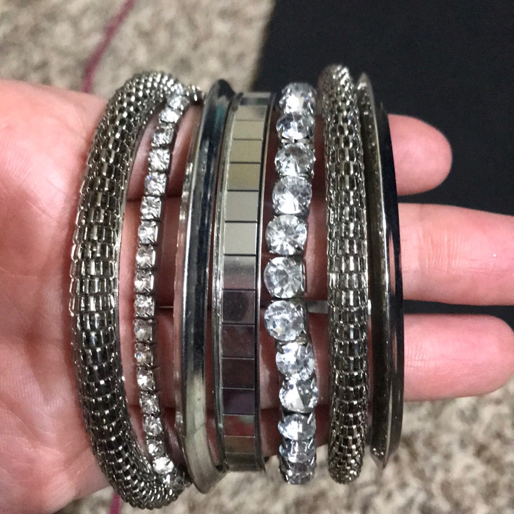 Silver bangle set - Picture 2 of 2